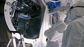 Still image of Dr. Barry C. Barrish inspects the LIGO detector